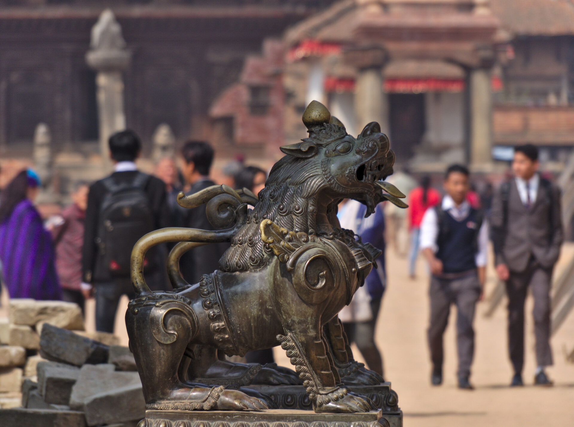 Authentic travel experiences in Nepal – historical statue at a heritage site.